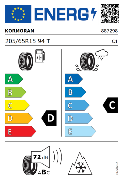 Tyre Label for Kormoran Snow 205/65R15 94T