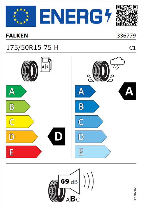Tyre Label for Falken Sincera-SN110 175/50R15 75H